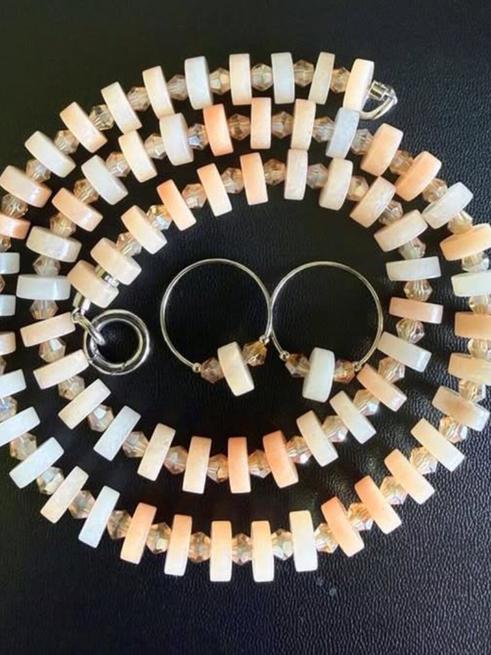 Oh Clem Silver 20” "Candy" Necklace + Blush Trio Huggie Hoop Charms